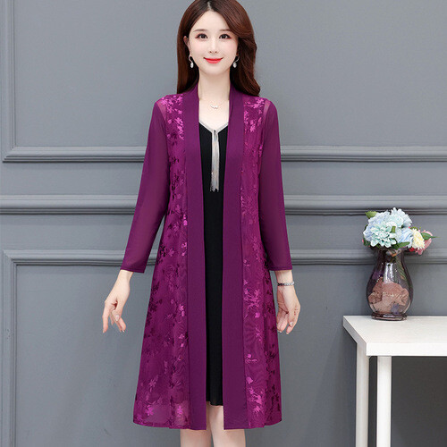 Damen mittellange Strickjacke mit Blumenmuster Netz Mantel offen vorne Strand Abdeckung Top Sommer - Bild 15 von 20