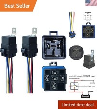 2 Pack 40/30 AMP 12V DC Waterproof Relay Kit with Heavy-Duty Pigtail, 5-PIN S...