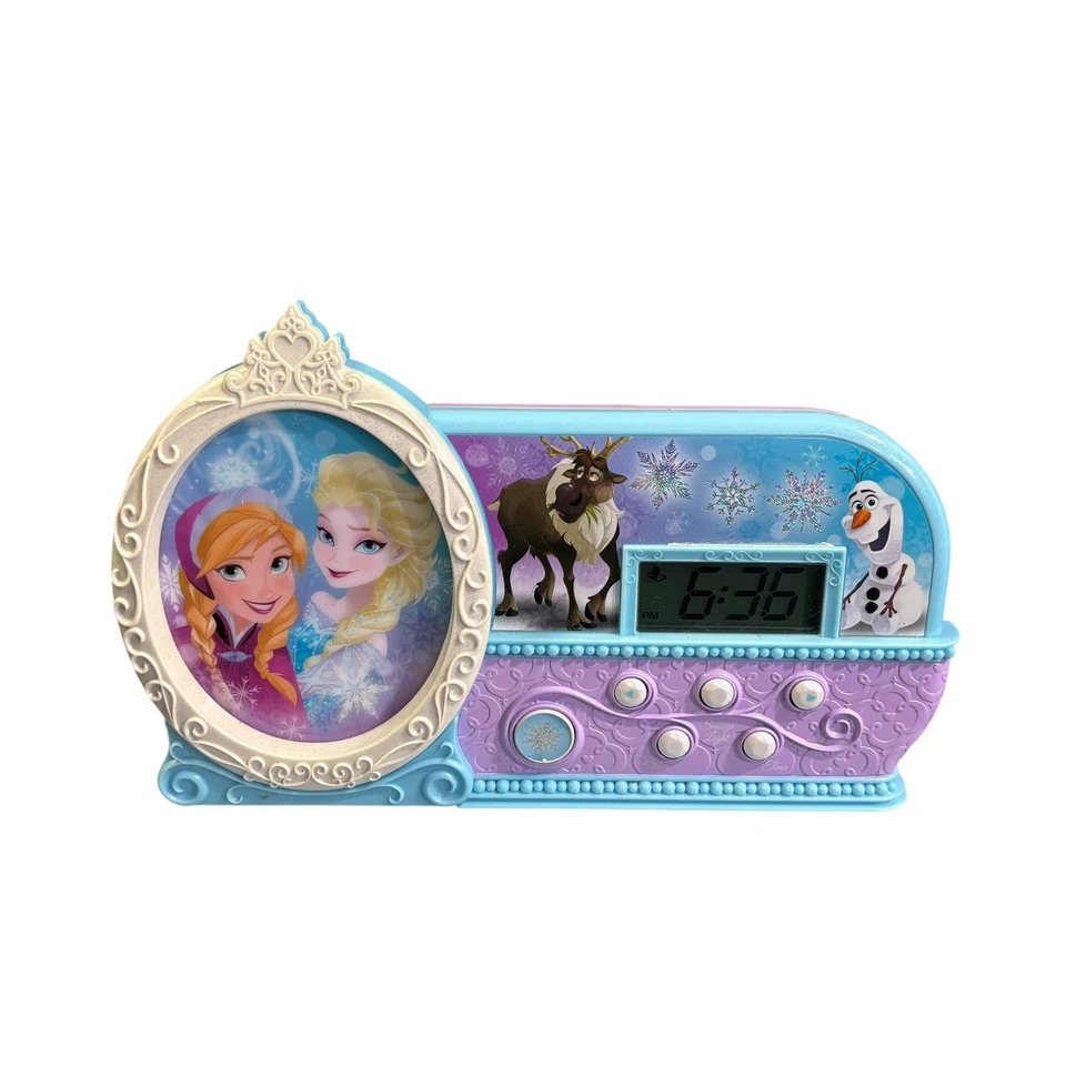 Disney Frozen Night Glow "Let It Go" Musical Iluminado Reloj Despertador Probado Funciona Foto 4 de 4