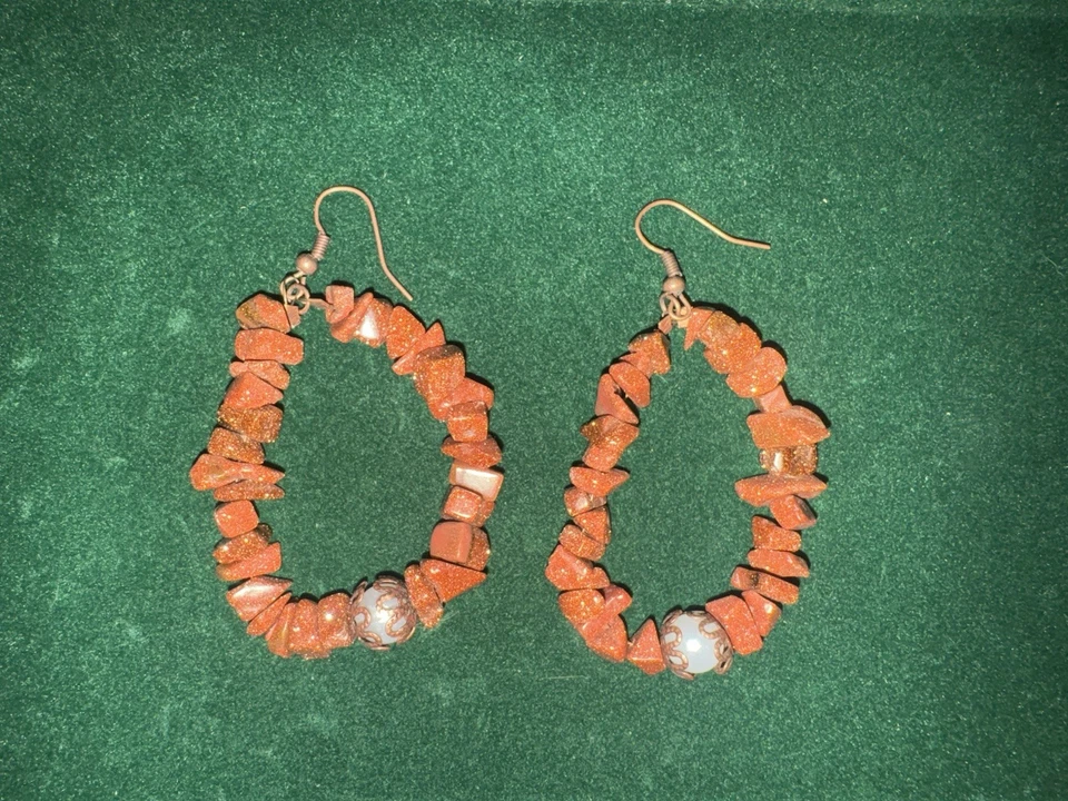 ⚜️⚜️金石棕色项链、吊坠、耳环和弹力手链⚜️⚜️ — 第 4/4 张图片