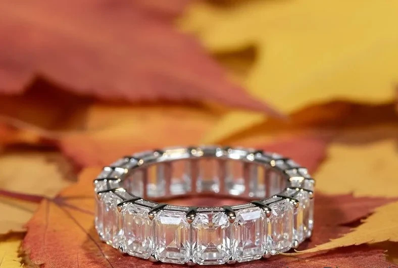 1.26 Ct Radiant Cut Simulated Diamond 14k White Gold Plated Wedding Band Ring