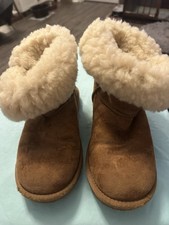 UGG Sherpa Lined Leather Winter Boots Youth Size 3