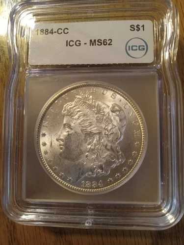1884 CC Morgan Dollar ICG MS62 Uncirculated Carson City $1 Coin