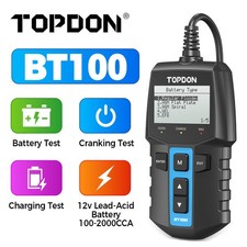 TOPDON BT100 12V Car Battery Tester Load Alternator Analyzer 100-2000 CCA AGM
