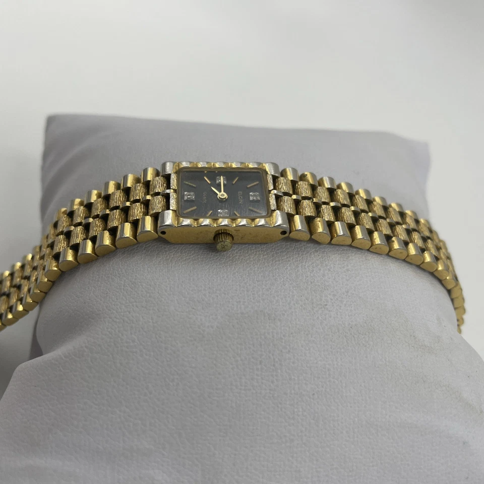 RELOJ ELGIN MUJER (EM 116-017) Diamante En Cuartos de Hora - Batería Nueva - ¡BONITO! Foto 3 de 4