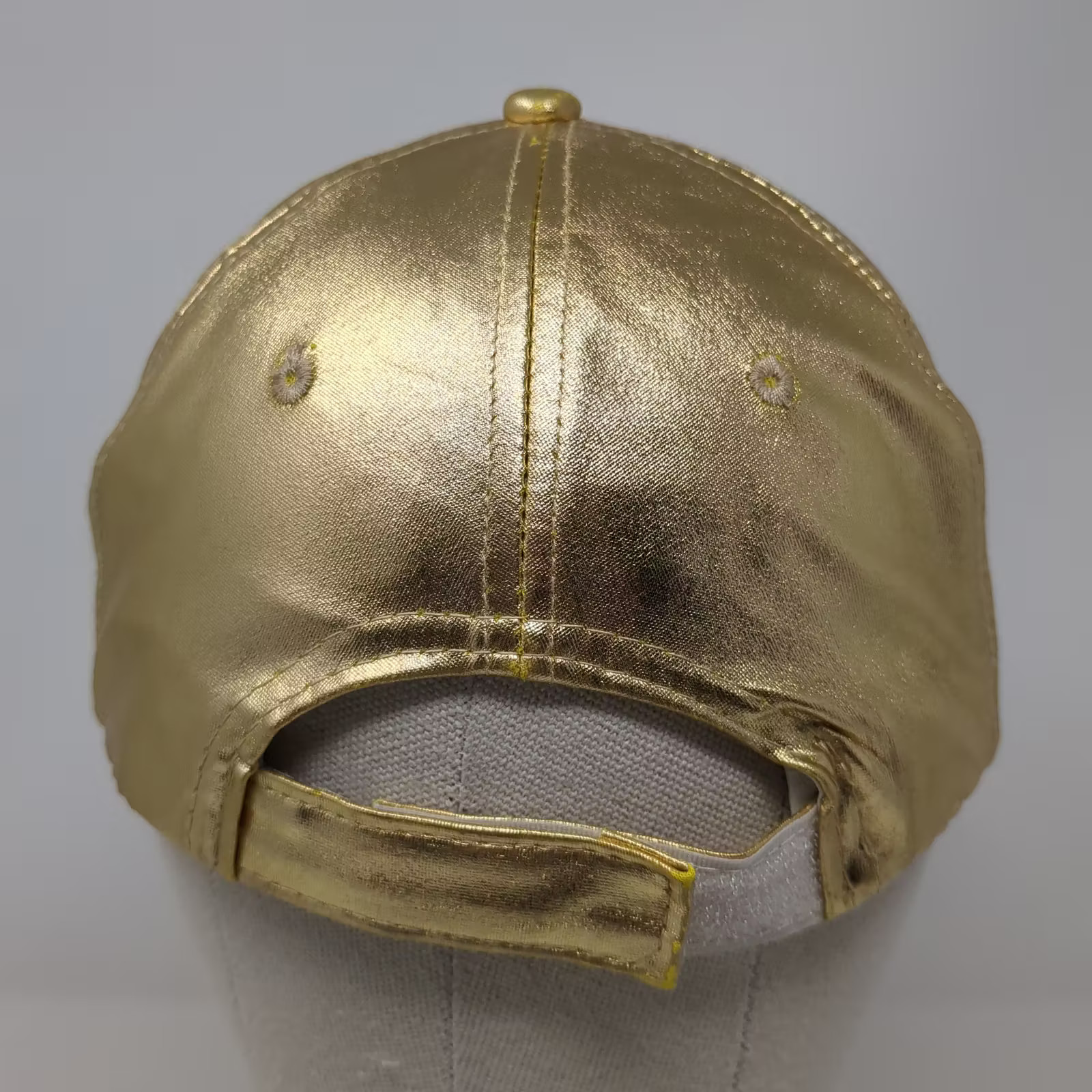 Solid Metallic Gold Baseball Cap Hat Yellow Trim … - image 6