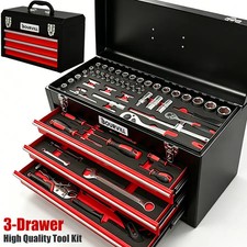 108pcs Portable Metal Tool Box 3 Drawer Steel Tool Box With Top Storage