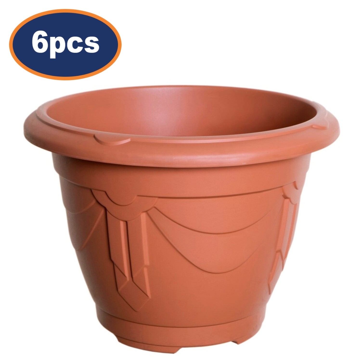 6Pcs 33cm Plastic Planter Round Venetian Flower Pot Terracotta Garden Basket