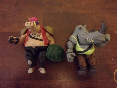 Bebop and Rocksteady loose 4.5 inch tmnt turtles action figure lot 2 toys