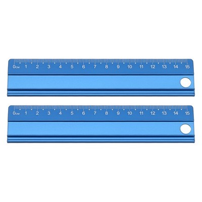 2 Schneidelineale 15 cm aus Aluminiumlegierung für rutschfest blau
