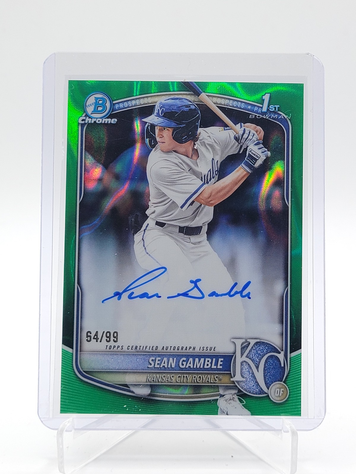 SEAN GAMBLE 2025 BOWMAN CHROME DRAFT 1ST GREEN LAVA #CPA-SG AUTO /99 Q4060