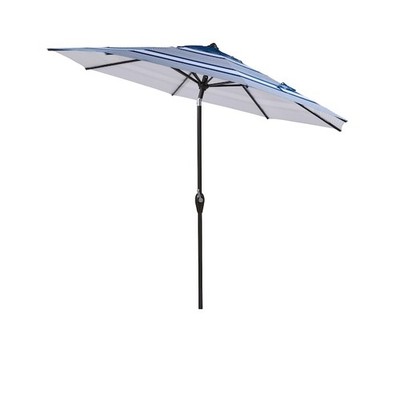 allen roth navy awning market 9-ft patio umbrella allen + roth 9-ft Aluminum Navy Auto-tilt Market Patio Umbrella