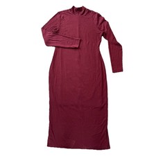Marine Layer Lexi Ribbed Burgundy bodycon Dress Y2K sexy 90s L Minimalist Basic