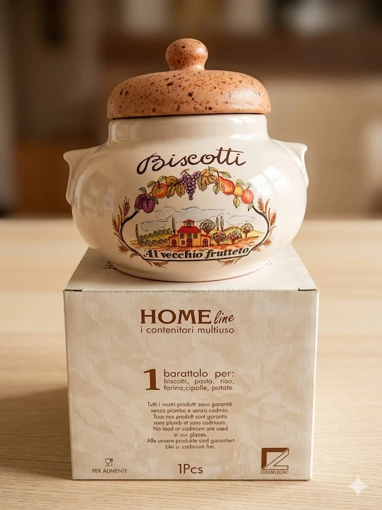 Barattolo in Ceramica Houses Circle con Tappo ermetico in Legno