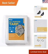 Waterproof White Tarp 12x14 Feet, 7mil Medium Duty Cover, UV Protection
