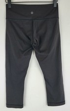 Lululemon Crop Leggings Size 4 Gray 20" Inseam Pull On Mid-Rise Yoga Run Gym