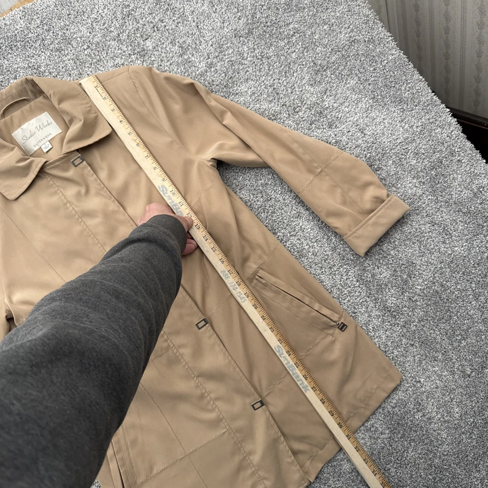 Vintage 90s Trench Coat Women Small Office Minimalist Chic Light Academia Warm - Image 2 of 4