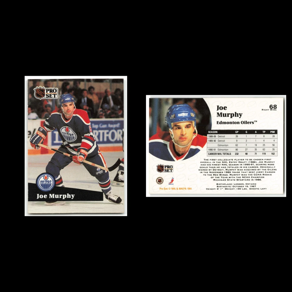 Joe Murphy #68 1991 Pro Set Edmonton Oilers Hockey Card NHL NM - Image 3 of 3