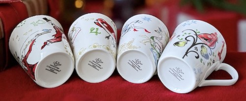 Lenox American By Design 12 Days of Christmas Porcelain Mugs Set Of 4 12 oz - Picture 7 of 10