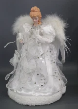 Vickerman 12" (White Silver) Lit Angel Christmas Tree Topper