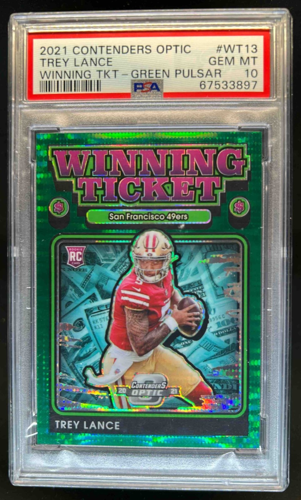 Trey Lance Panini Contenders Optic Winning Tickets #WT13 Green Pulsar