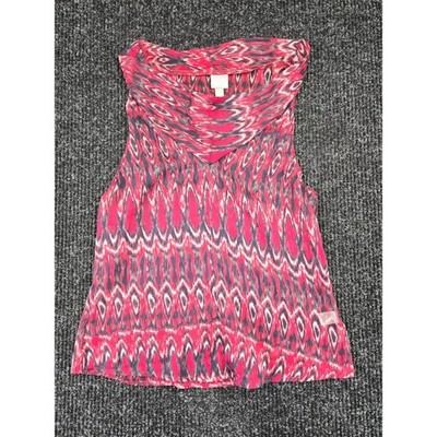 Converse One Star Womens Pink Ikat Cowl Neck Sleeveless Blouse Top Size M