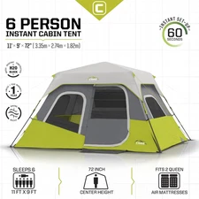 Instant Cabin Tent with Rooms – 6/10 Person Pop-Up Family Camping Tent with Divi