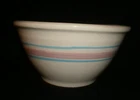 Vintage McCoy Pottery Pink & Blue Stripe 10" Nesting Bowl Oven Ware USA