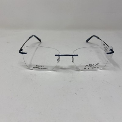 ASPIRE EYEWEAR BETA TITANIUM DREAM NAVY BLUE 53-17-135 RIMLESS EYEGLASSES 6399