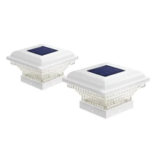 Home Zone Security 2 Pack Solar Post Cap Lights 12 Lumens Outdoor 4x4 fit Pos...
