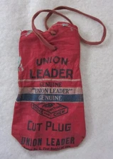 Vintage Antique Union Leader Genuine Cut Plug Tobacco Cloth Bag Factory #6 Empty