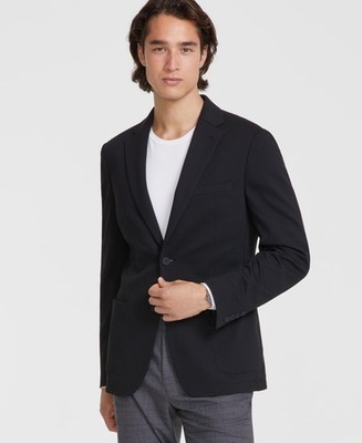 Calvin Klein Mens Slim fit Sport Coat Blazer 36 S Black Solid Stretch
