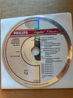 Philips digital classics (CD 1986) Beethoven Sonata 21 Claudio Arrau. DISC ONLY