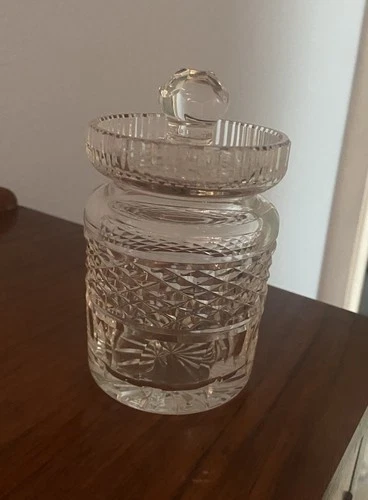 Waterford Crystal Vintage Jam Jelly Honey Jar With Lid  4 3/4”. Tall Unused.