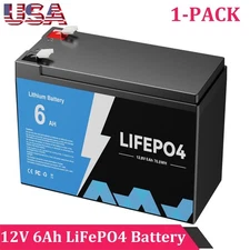 1-PACK 12V 6Ah LiFePO4 Lithium Battery BMS Deep Cycle For RV Solar Energy New