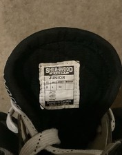 Sherwood Junior Ice Skate Hockey Boots Black Trim Size 4 Good Condition