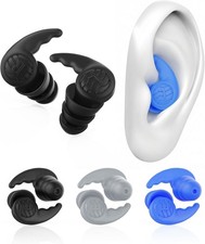 3 Pairs Swimming Earplugs Waterproof Silicone Reusable Comfort Fit with Case