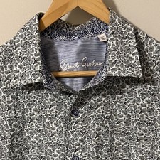 Robert Graham Mens Large Classic Fit Long Sleeve Button Down Shirt Blue Floral