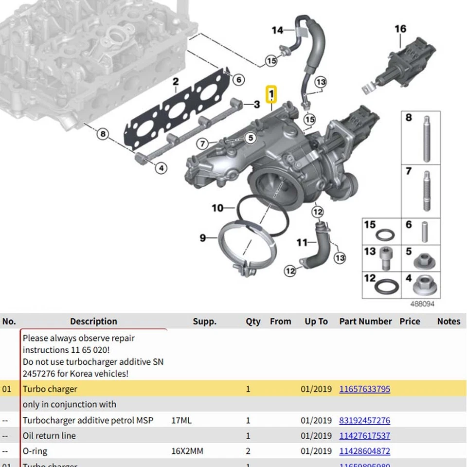 11657633795 Billet Turbo para BMW 116i 118i 218i 318i 418i 7633795 1.5L B38B15A Foto 3 de 4