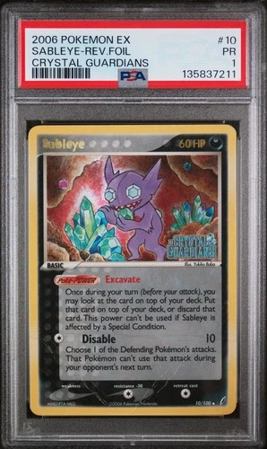 Sableye Reverse Holo 10/100 Crystal Guardians Pokemon PSA 1