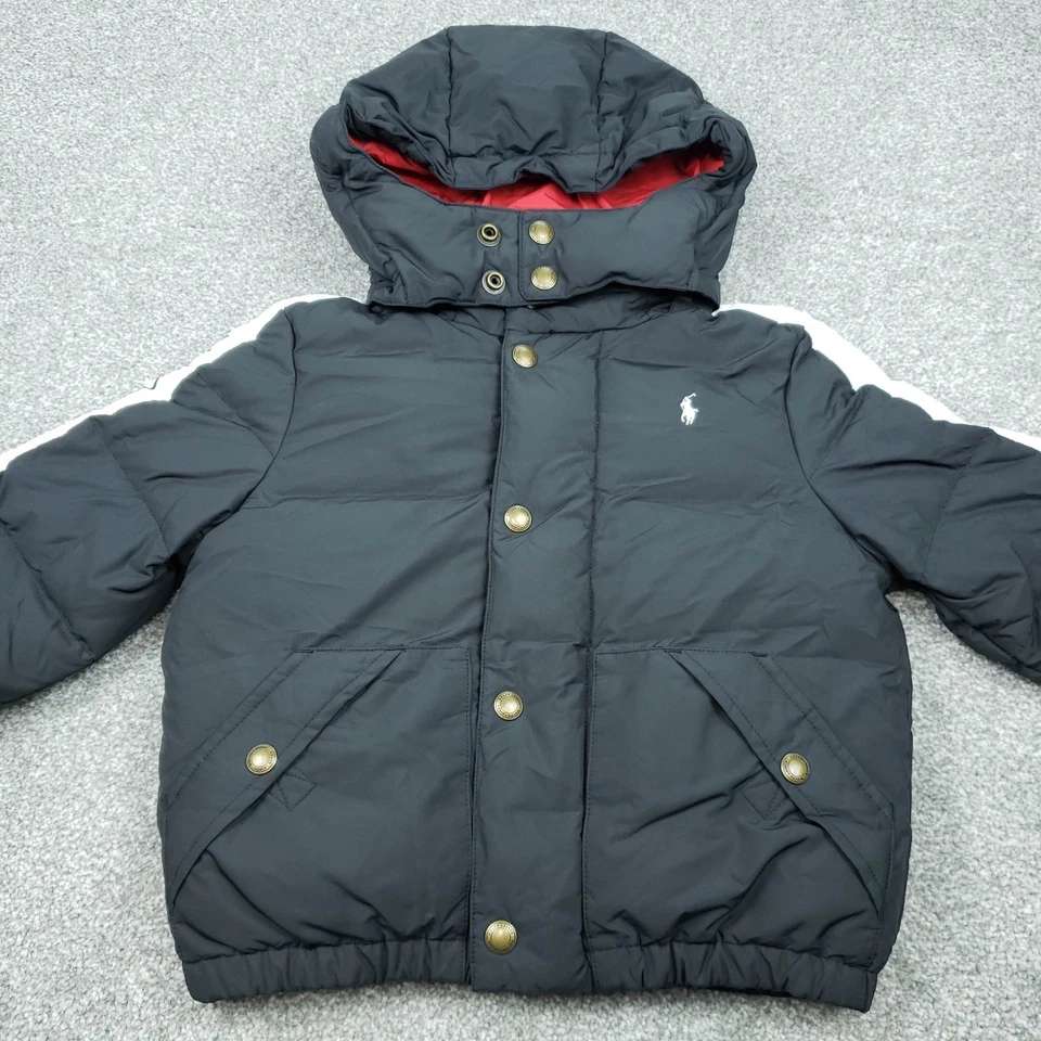 Abrigo Chaqueta Polo Ralph Lauren Niños Con Capucha Abombada Negro Talla 4T Foto 3 de 4