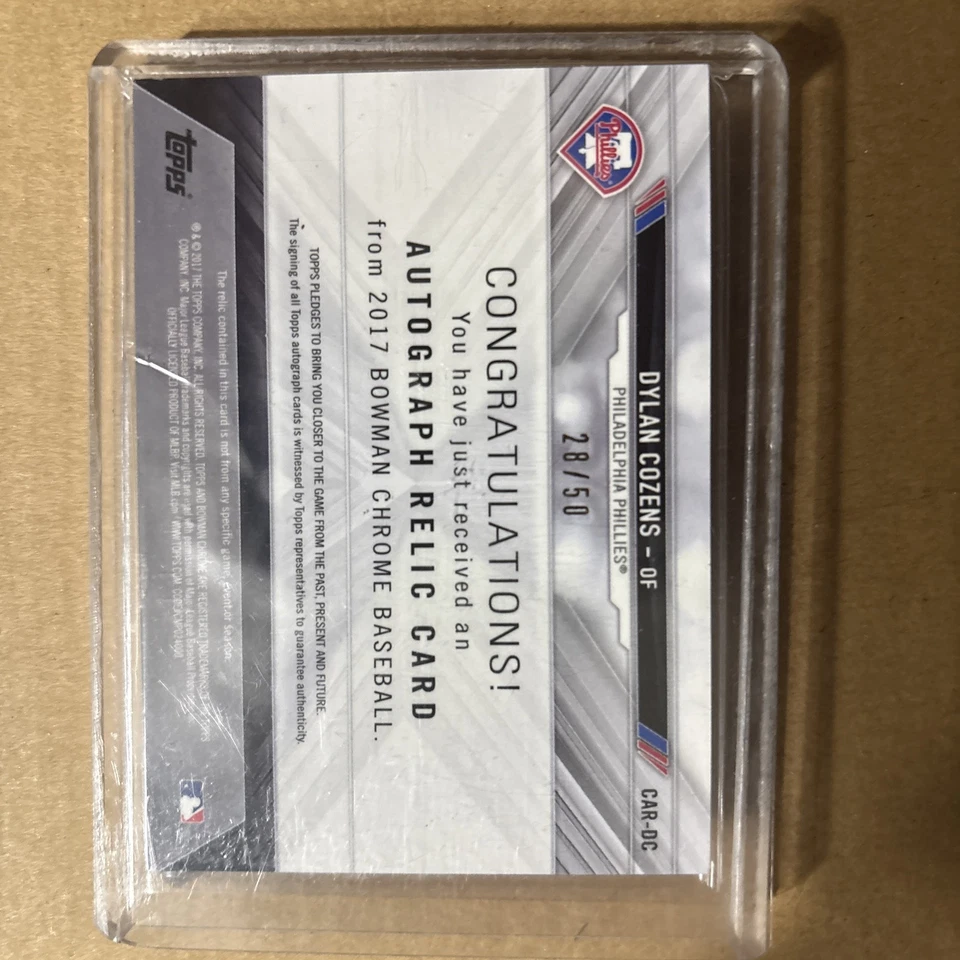 2017 Bowman Chrome Dylan Cozens Gold Refractor Logo Patch Auto /50 Phillies - Image 2 of 2