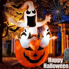 6FT Halloween Inflatables Blow Up Ghost w/ LED Light Outdoor Yard Decoration