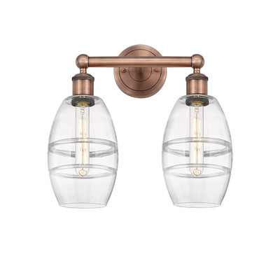 Innovations 616-2W Vaz 2Lt 15'' Bath, Copper/Clear - 616-2W-AC-G557-6CL