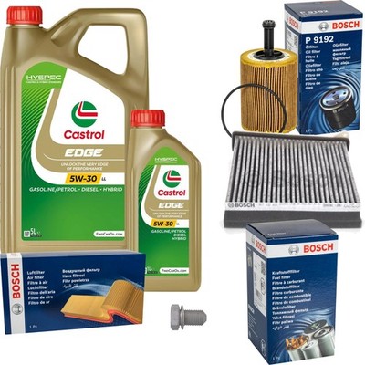 BOSCH Inspektionspaket 6 L Castrol EDGE 5W-30 LL für Mitsubishi Grandis 2.0