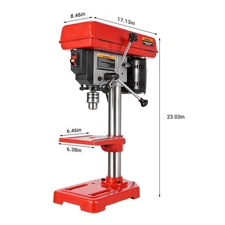 8" Benchtop Drill Press 5-Speed Cast Iron Drill Press 0-45°Tilting w/ LED Light