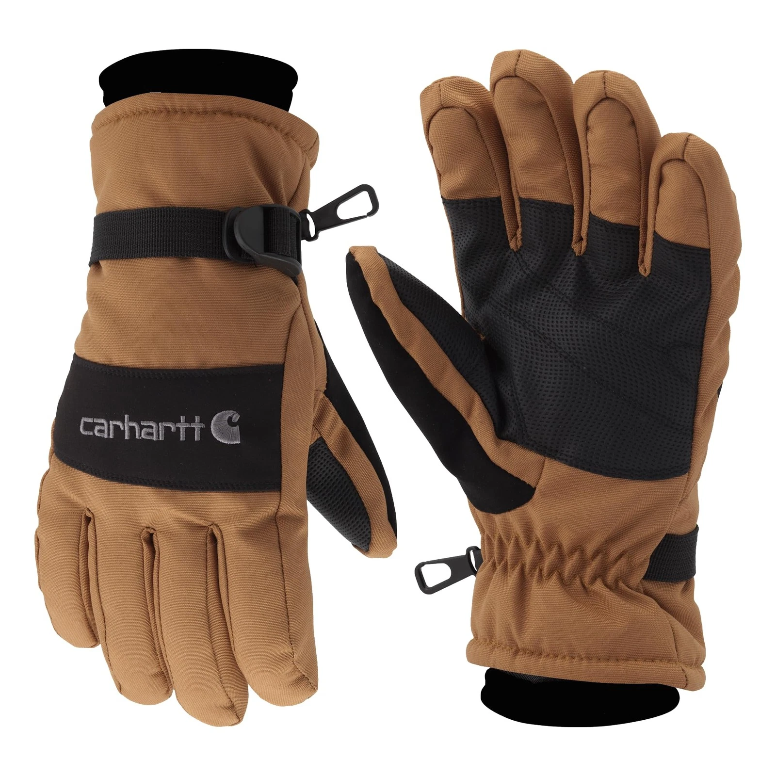 Carhartt Men's Waterproof Insulated Knit Cuff Glove, Brown Large, Brown/Black