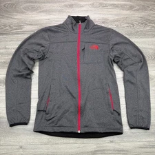 The North Face Apex Jacket Mens Small Charcoal Red Full Zip Fleece Tech Pockets