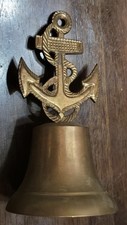 6 " Vintage Brass Nautical Bell Metal Anchor With Rope Naval Navy