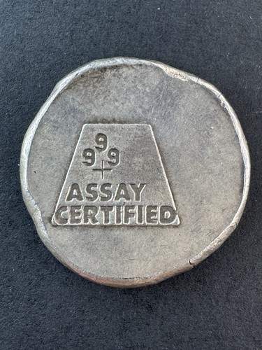 1 oz 1980 USVI Assay Certified Ingot Anaheim Metal Co .999 Fine Silver Round